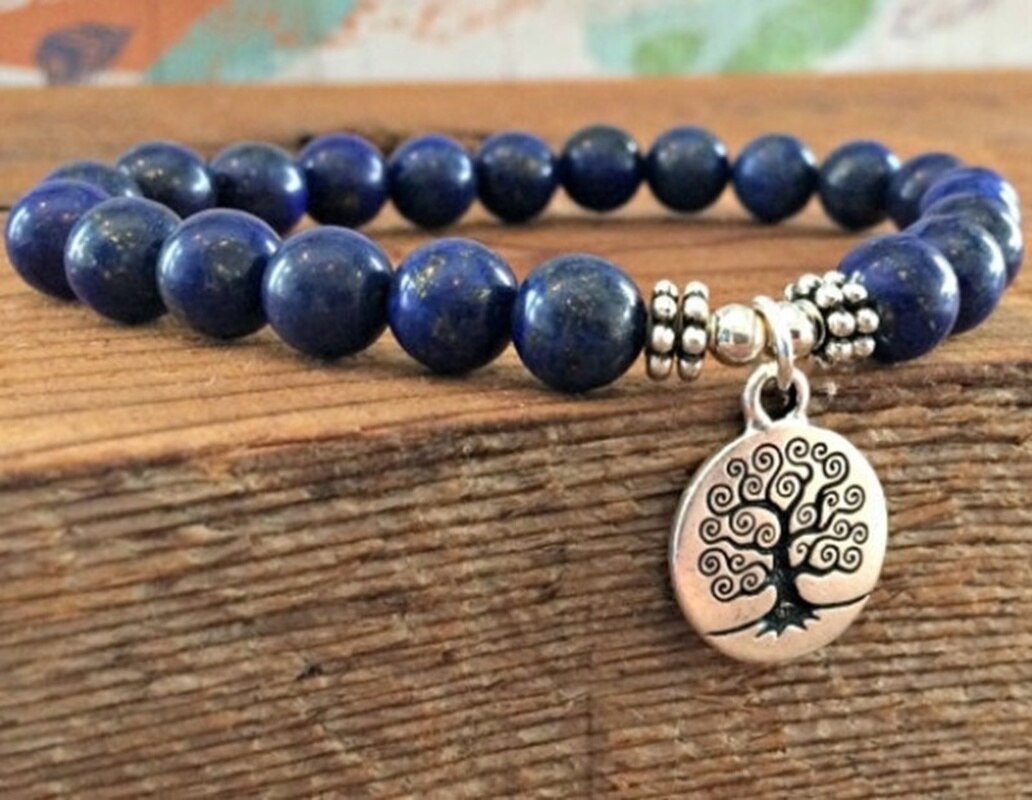 Grade Lapis Lazuli Yoga Pols Mala Kralen Angst Relief Healing Armband