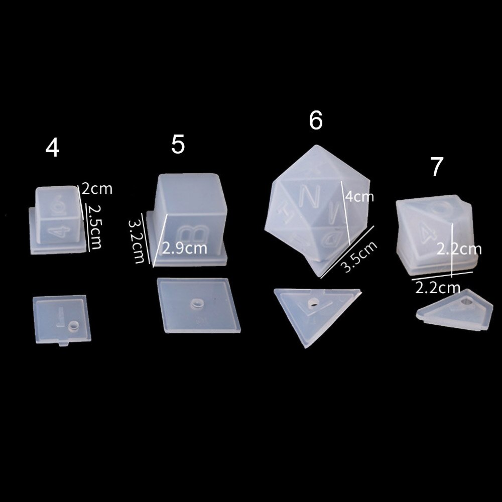 1pcs FAI DA TE Dadi Di Cristallo A Resina Epossidica Stampo In Silicone Arrotondato Multi-spec Digitale Specchio Stampo In Silicone per Strumenti di Creazione di Gioielli