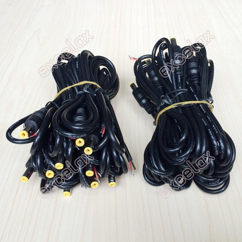 50 teile/los 100cm 5,5x2,1mm DC12V Netzteil Kabel Männlich Jack Stecker Stecker CCTV Sicherheit Kamera 1m 12V DC Energie Blei Zopf