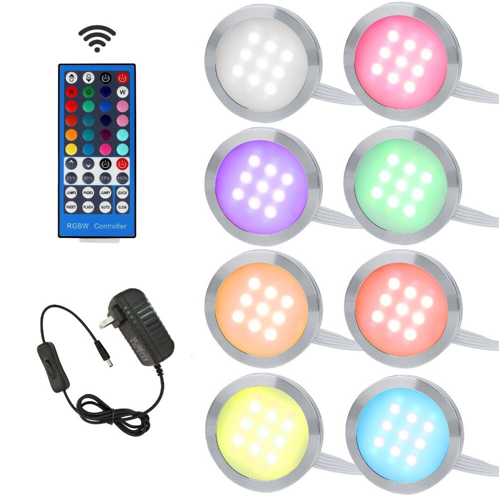 Aiboo RGBW RGB + Weiß LED Unter Schrank Lichter Downlight 8 Lampen mit IR Fernbedienung Dimmbare für Küche Dekoration beleuchtung