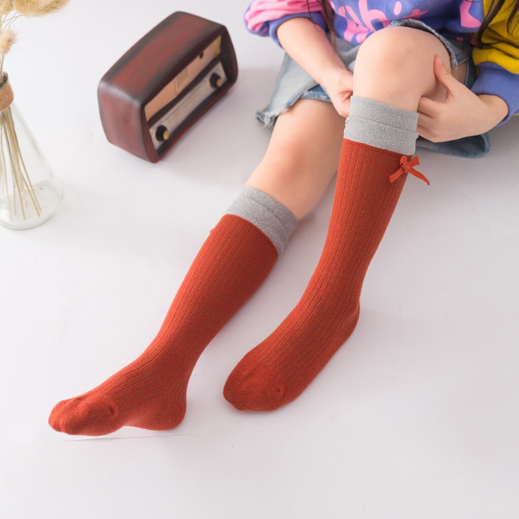 Kind Socken Kinder Kleinkind Baby Mädchen Jungen Solide Anti-Slip Gestrickt Lange Socken Knie Socken Winter Herbst Baumwolle socken M810 #