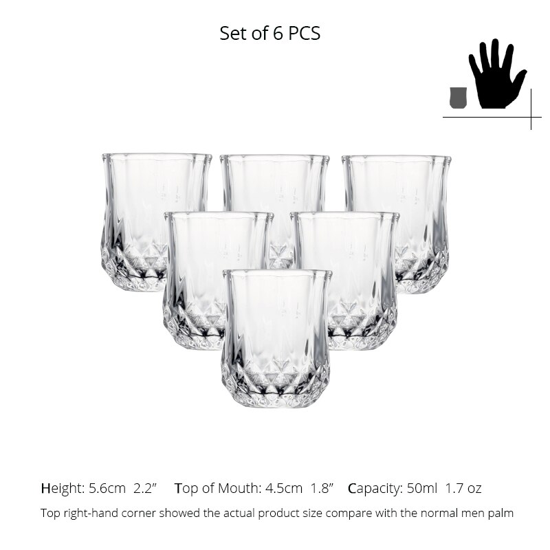 6 Pack Machine Made Lead Free Glass Shot Glasses Set for Vokda Liquor Baijiu Glass Friends Party Wedding Bar Tools: 50ML ST107