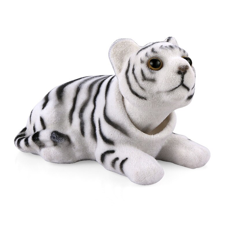 Car Ornament Nodding Tiger Doll Automotive Interior Dashboard Decoration Shaking Head Bobblehead Toys Cute Car Accessories: White black