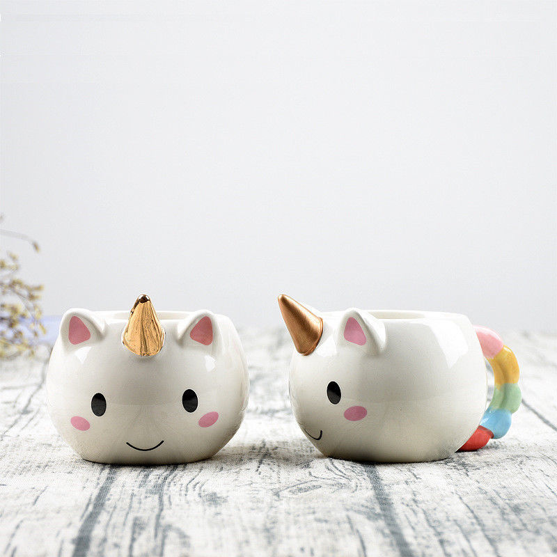 Tasse licorne arc-en-ciel, tasse licorne 3D, tasse à café en céramique, or stéréo, mignon, 300ml