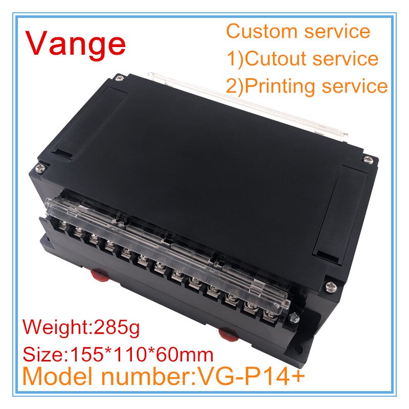 2pcs/lot PLC industrial control chassis junction box 155*110*60mm ABS plastic enclosure housing diy case terminal block for PCB