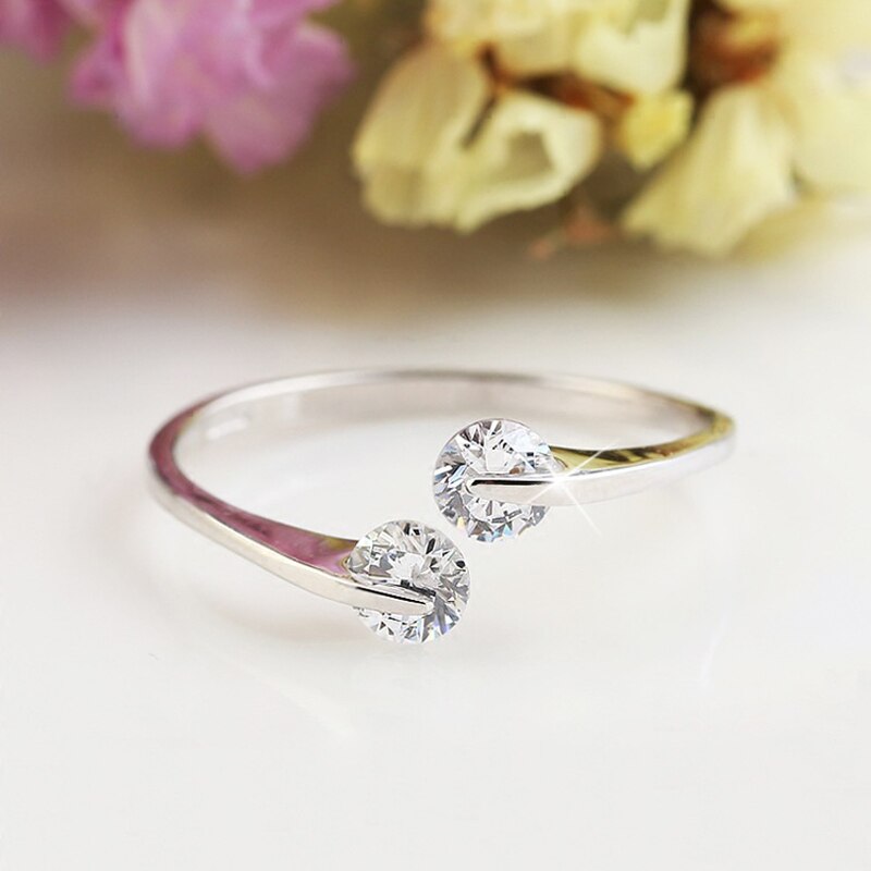 Shiny Rhinestone Ring Opening Verstelbare Grootte Ring Exquisite Shiny Eenvoudig Mode Gaan Met Sieraden