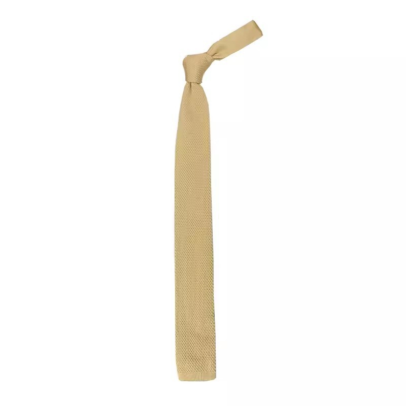 Jednokolorowe krawaty z dzianiny w kolorze khaki dla mężczyzn 6CM Wąskie brytyjskie krawaty na szyję dla kobiet College Student Knitting Neck Tie Cravat