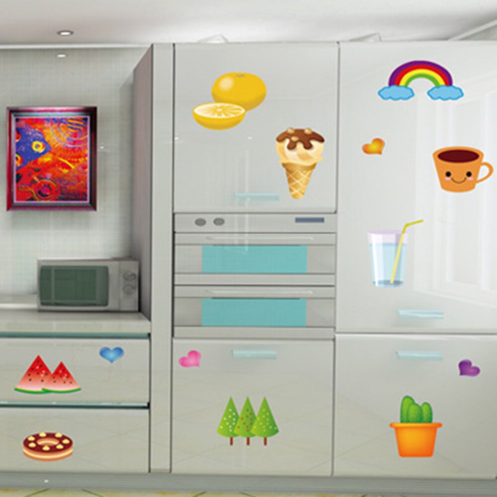 Removable Wall Stickers Cartoon Fruit And Vegetable Wall Stickers Vinyl Wallpapers DIY Decor Decals For Refrigerator Kitchen