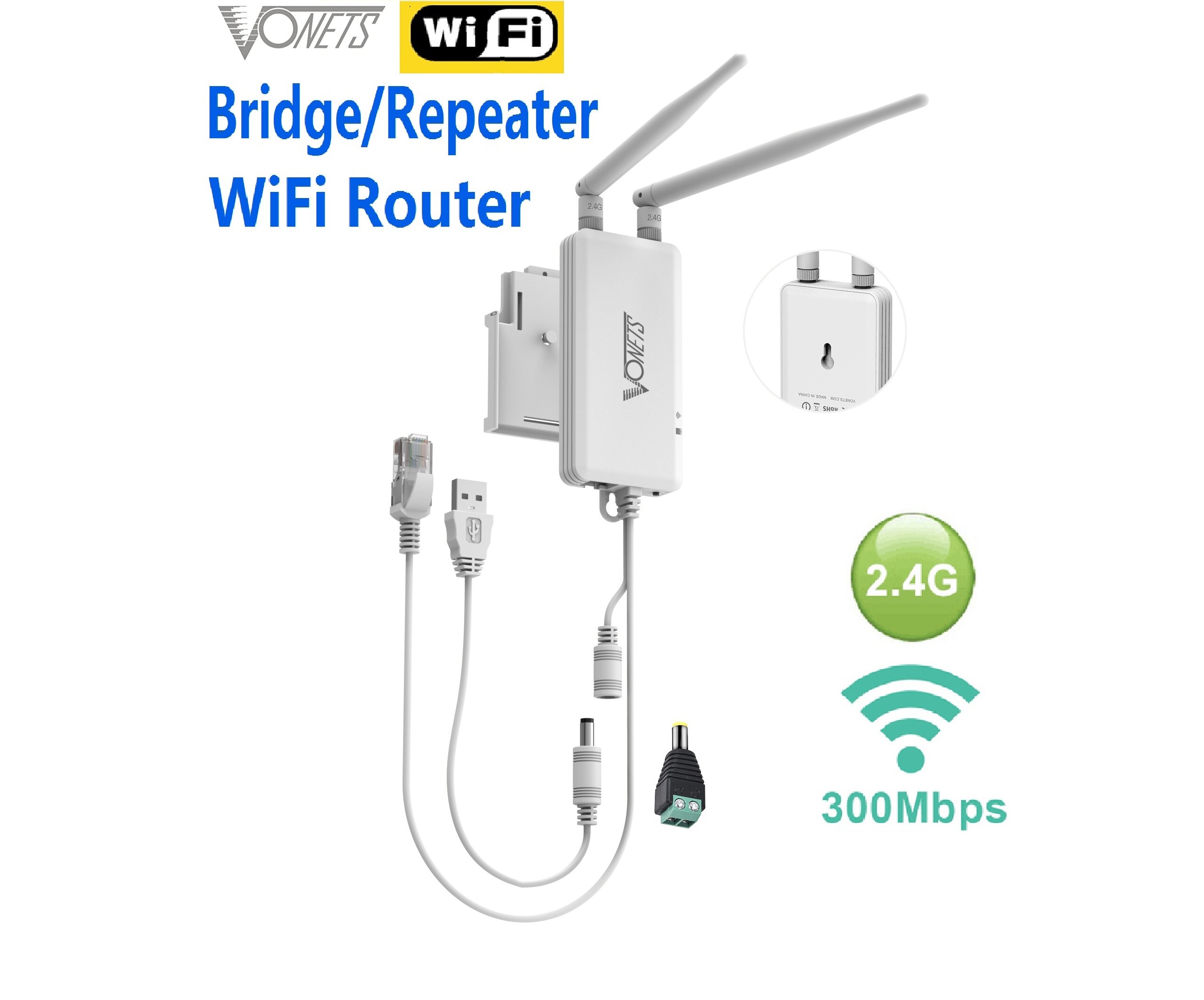 VONETS 2.4GHz WiFi to Wired Ethernet Bridge Wifi Router/Repeater AP Wifi Extenders Signal booster Network Port 300Mbps VAP11S