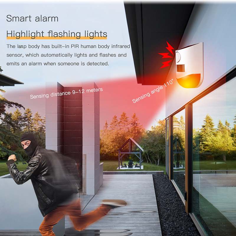 Draadloos Geluid En Licht Alarm 120dB Afstandsbediening Waterdichte Zonne-energie Opladen Knipperende Sirenes Voor Huis Alarm Beveiligingssysteem