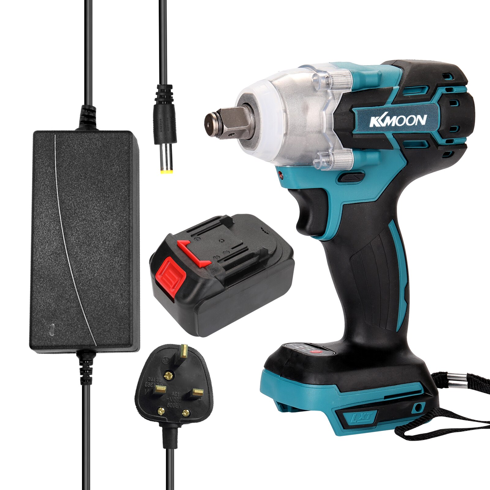 18V Cordless Impact Wrench Screw Driver Brushless Motor High Torque Electric Wrench with Battery and Charge Device