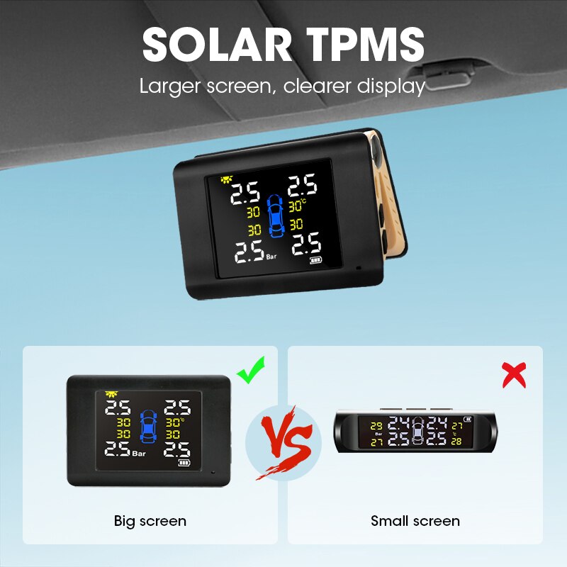 Universeel tpms auto draadloos bandenspanningscontrolesysteem met 4 externe sensoren alarm, voor auto voorruit beige