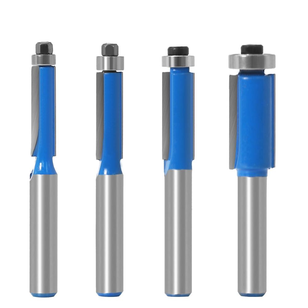 Fresas de fresa de vástago de 8mm, plantilla de tungsteno, brocas de enrutador de madera con rodamientos de bolas superiores, 1 ud.