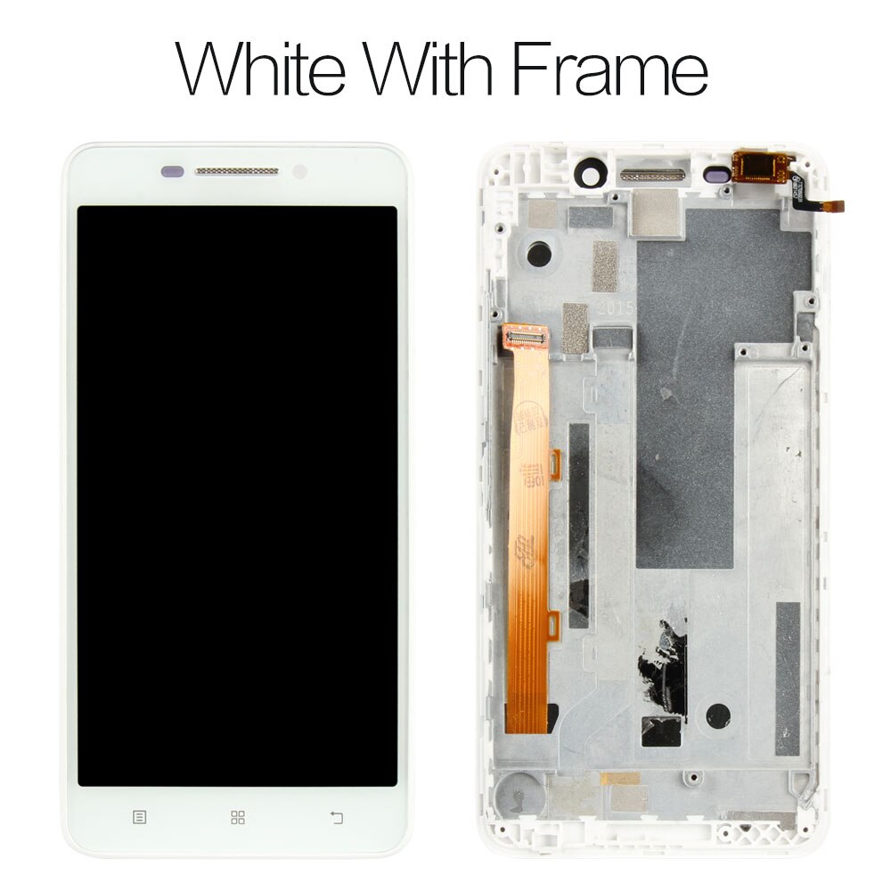 Pantalla LCD probada de 5,5 pulgadas para LENOVO A5000, montaje de digitalizador con pantalla táctil, piezas LCD para LENOVO A5000: White with frame