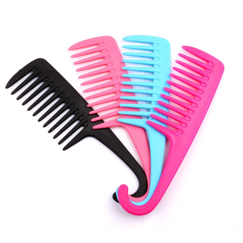 Peine de dientes anchos y grandes para peluquería , herramienta de estilismo con mango de gancho para reducir la pérdida de cabello, 1 unidad,