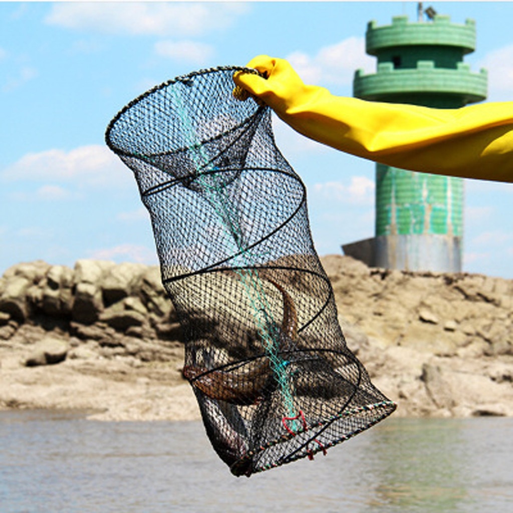Fiskenet bur værktøj folde fiskenet bærbar stav lille mesh net holdbart og korrosionsbestandigt  #yl5