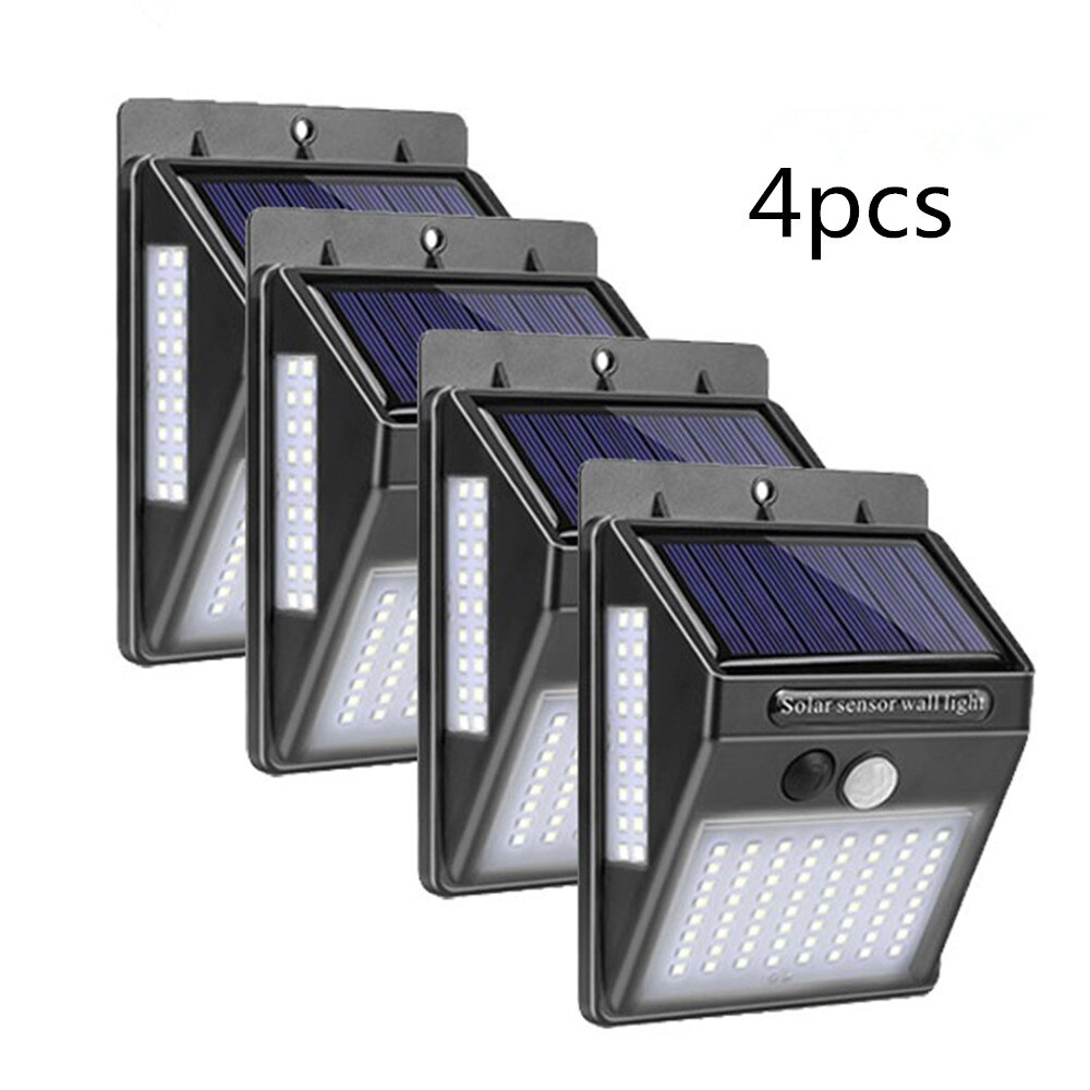100 LED Solar Light 4 stuks Outdoor Tuin Decoratie Verlichting Waterdicht Path Solar Wandlamp PIR Motion Sensor Zonne-energie lamp: 4pcs 100 LED
