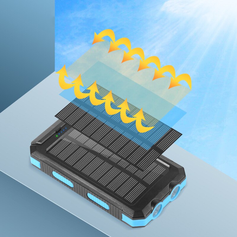 Solar Power Bank 20000mAh Portable Charging Solar Power Station External Battery Charger Powerbank for All Smartphones