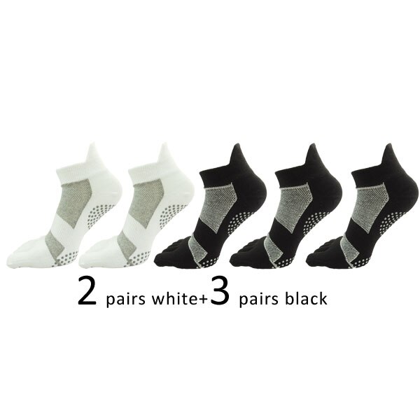 Whlyz Yw 5 Paren/partij Katoen Vijf Vingers Sokken Antislip Ademend Aparte Tenen Verminderen Bacteriële Groei Sokken Met tenen Zwart: 2white3black