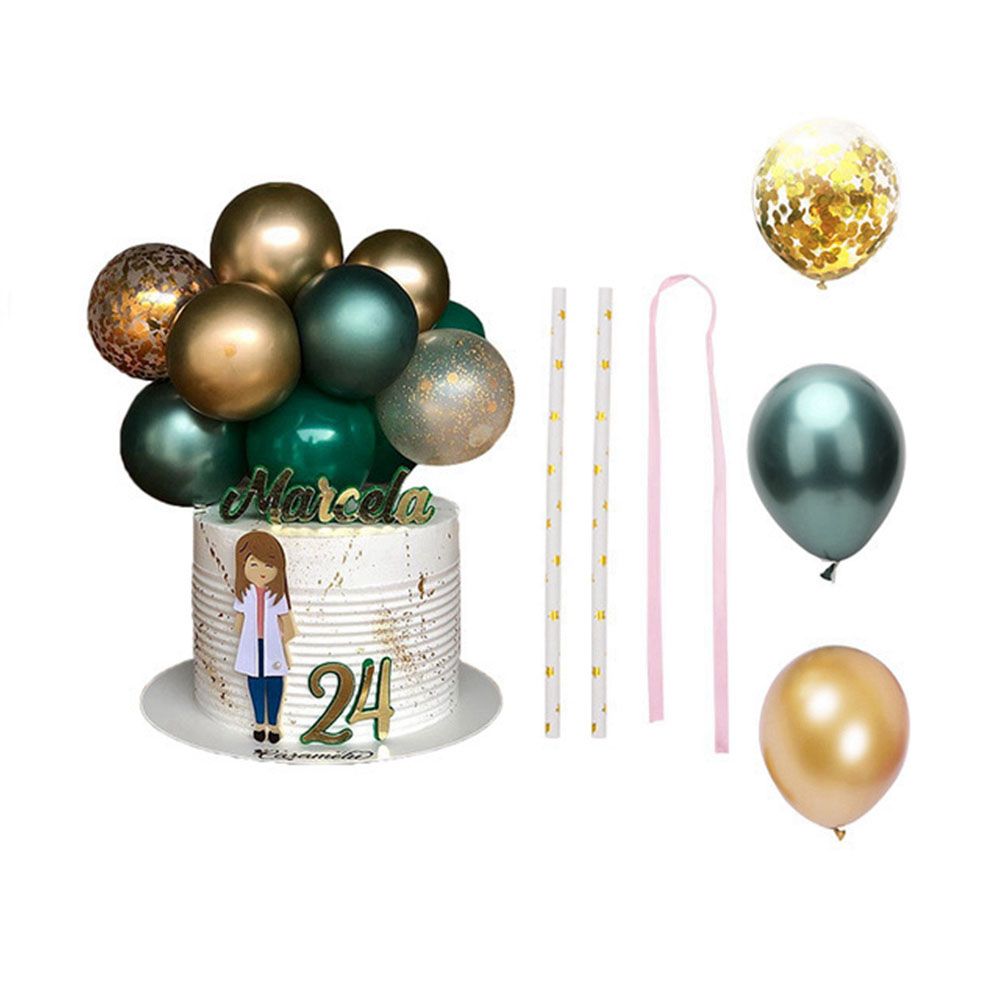 10Pcs Balloon Cake Topper 5Inch Confetti Balloon Mini Balloon Garland Cake Topper Girl Birthday Bridal Shower Party Decorations: 5