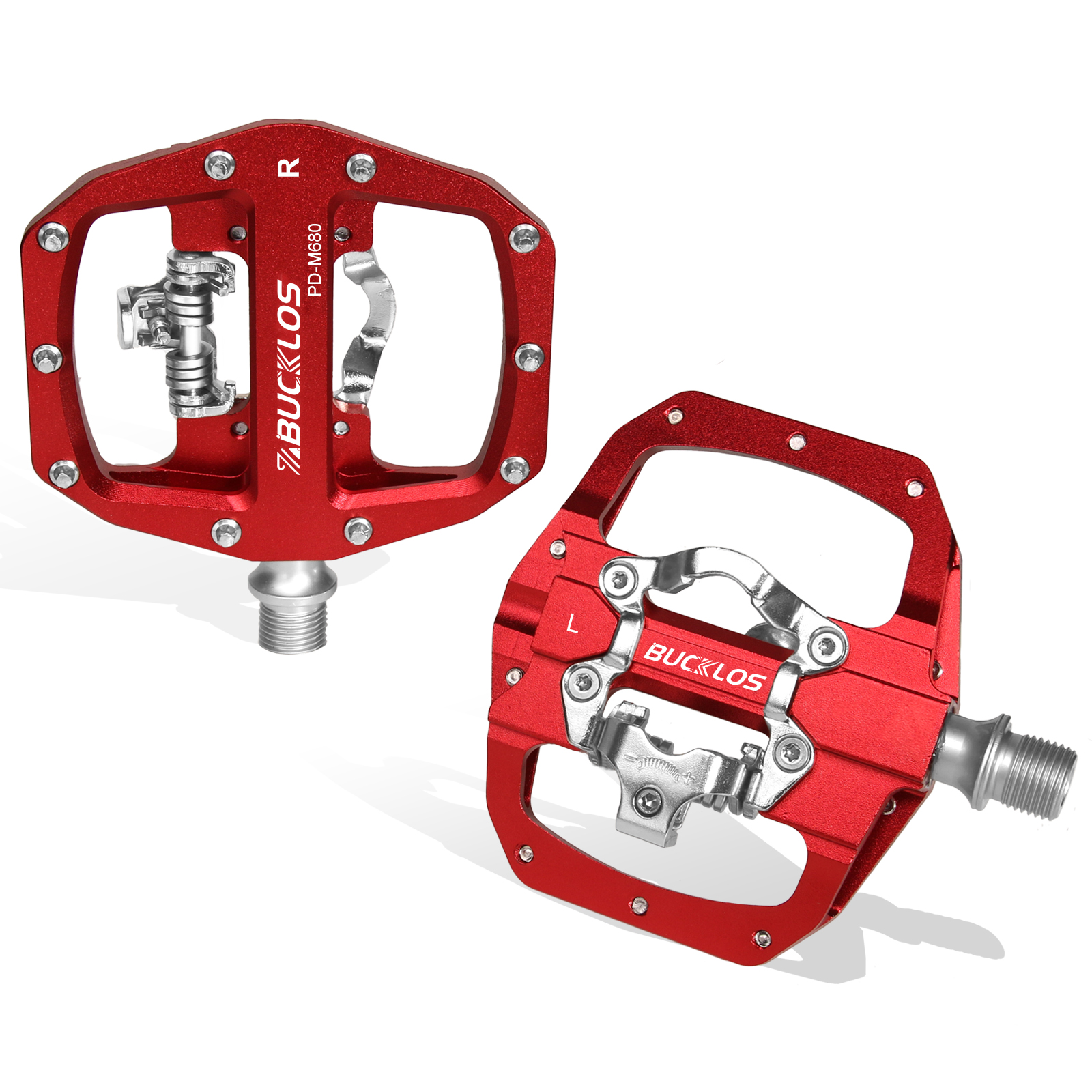 BUCKLOS Pedals Contact MTB Bike Cleat Pedal Flat Dual Function Mountain Bike Pedal Fit SPD System Bearing Bicycle Platform Pedal: Yellow
