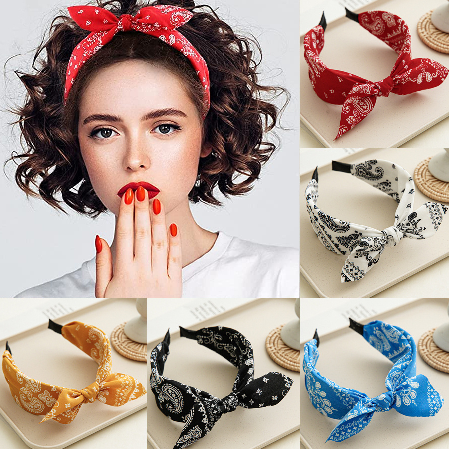 Bandana de Cachemira a la para mujer, diademas con lazo anudado, turbante con Orejas de conejo, diadema, accesorios para el cabello para niña
