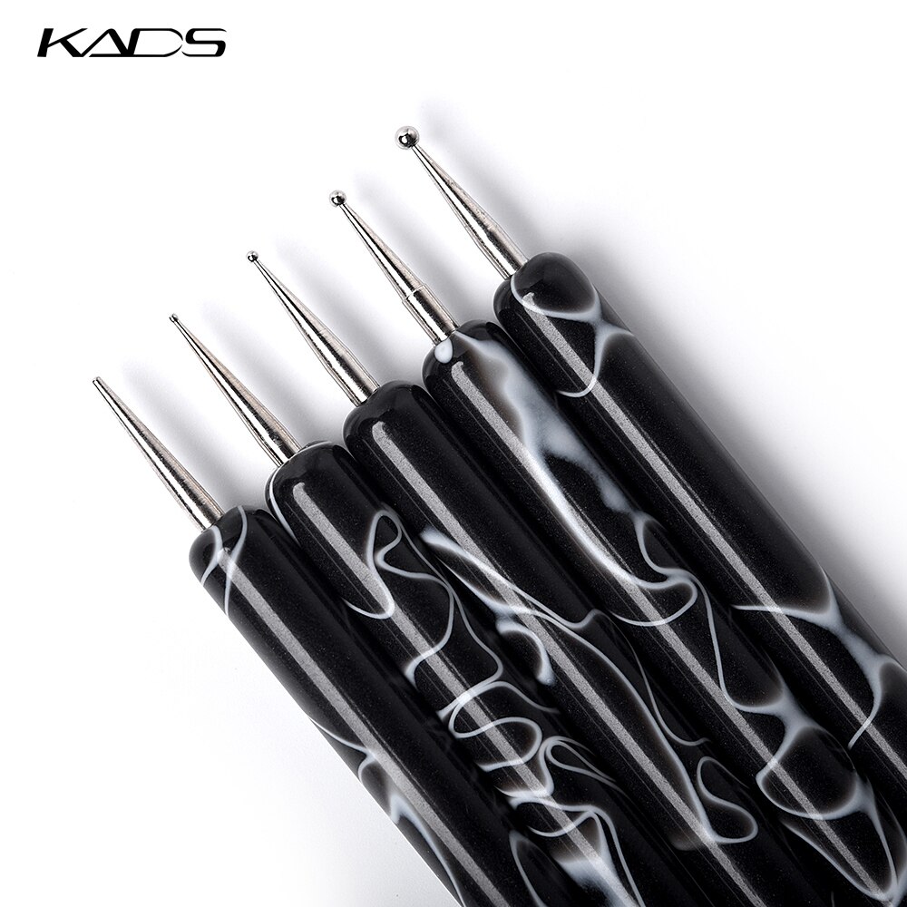 Kads 5 Stks/set 2 Way Puntjes Marbleizing Schilderen Pen Kits Tool Nail Art Dot Puntjes Tool Nail Care Manicure Tool