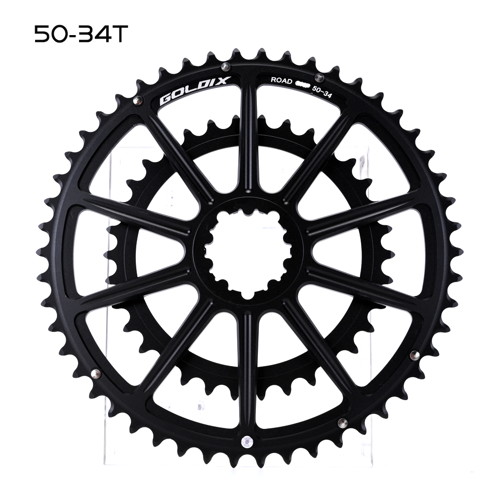 GOLDIX 53-39T 52-36T 50-34T 48-32T 46-30T specificatie racefiets crankstel kettingblad geschikt voor SHIMANO en SRAM 10 11S 12S: Rood