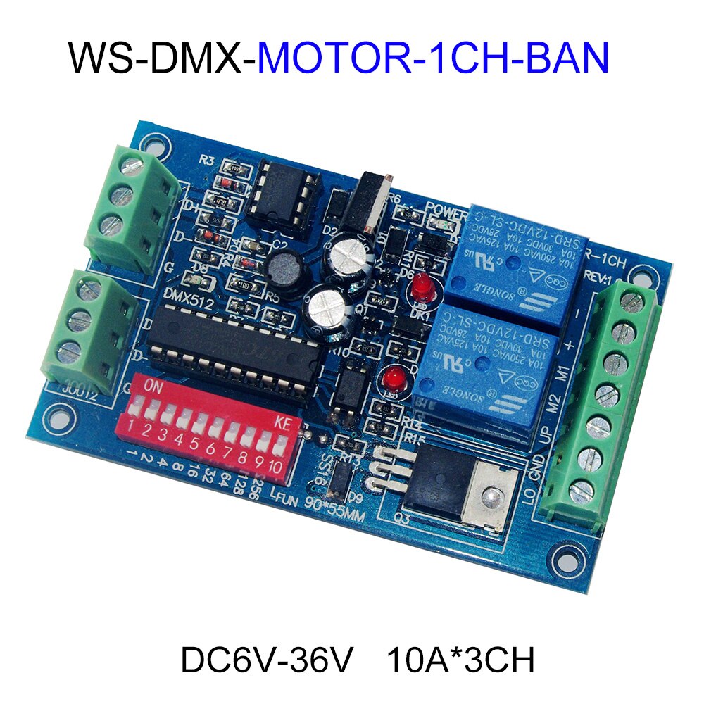 3CH 4CH 8CH 12CH 16CH Relay Switch RGB Controller LED DMX512 Decoder Controller Dimmer DC12V AC110-220V For Led Strp Lights Lamp: DMX-MOTOR-1CH-BAN