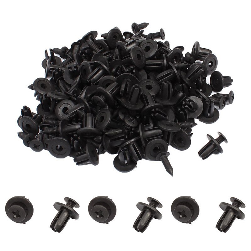 50PCS Auto Plastic Rivet Bumper Fender 6mm Hole Rivet Retainer Push Engine Cover Car Door Fasteners Clips Vehicle Accessories