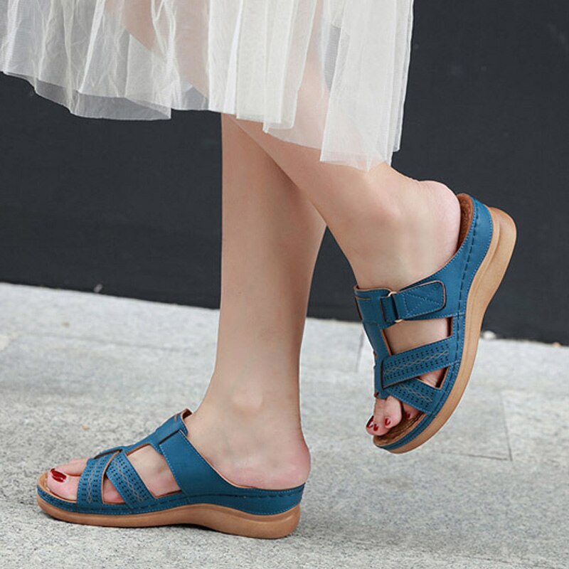 Newly Women Premium Orthopedic Open Toe Sandals Vintage Anti-slip Breathable for Summer YA88