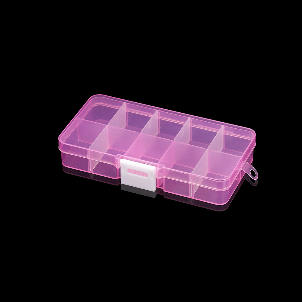 10 Slots Adjustable Clear Plastic Rectangle Storage Box Case Holder Craft Organizer Beads Jewelry Container For Jewelry Storage: green
