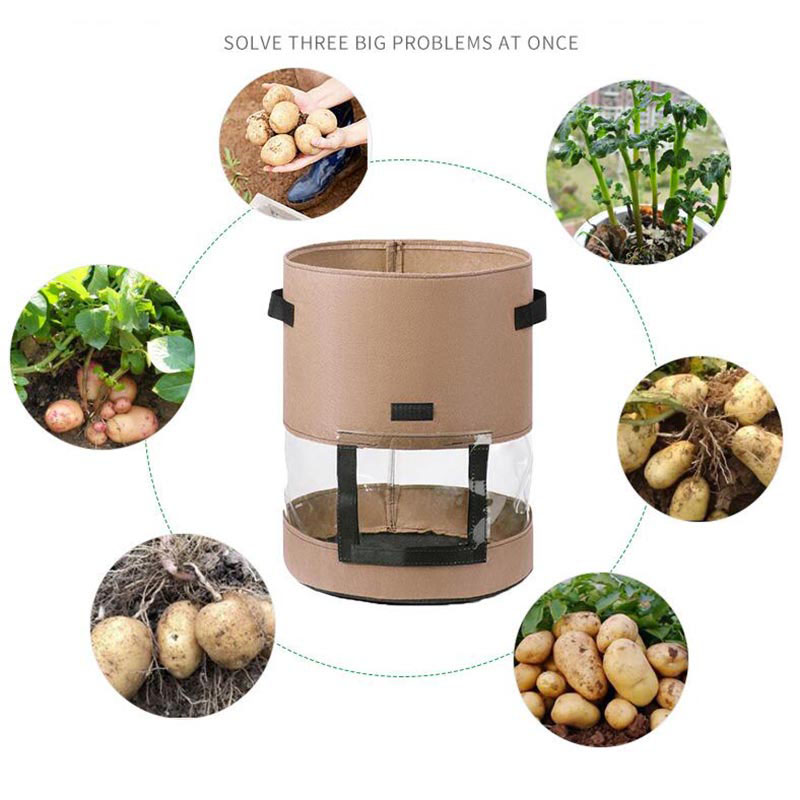 Garden Tools Potato Plant Grow Bags With Window Potato Pot greenhouse Vegetable Growing Bag Moisturizing jardin
