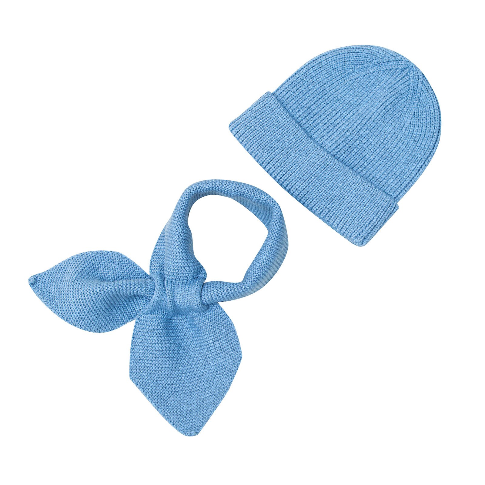 Muqgew Kinderen Muts Sjaal Pak Herfst Winter Knitteed Kids Muts Sjaal Set Katoen Meisjes En Jongens Hoeden Hals Kinderen sjaal: Blue