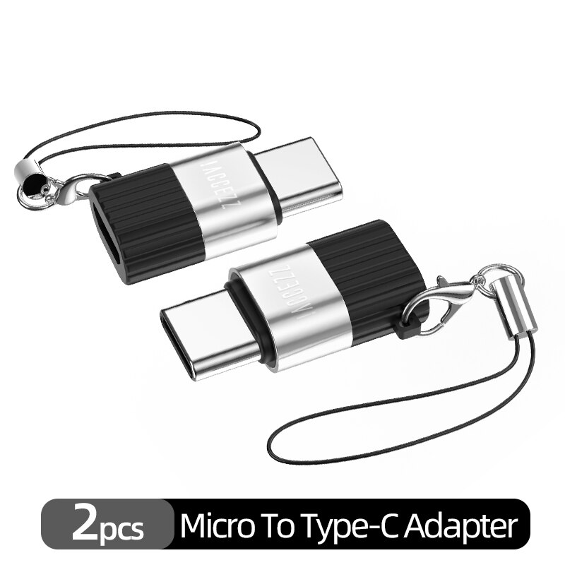 !ACCEZZ Mini USB C Adapter Micro USB Lighting For iPhone 12 11 Samsung Huawei Phone Tablet Fast Charging Data Cable Converter: 2pc Micro to Type-c
