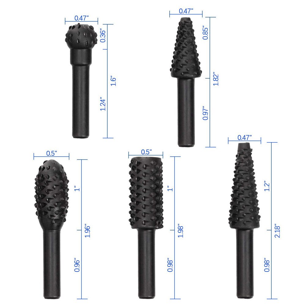 5 stuks stalen boorbits roterende vijlen /10 schacht roterende 1/4 frezen houtboren slijpen houtbewerking handgereedschap houtsnijgereedschap