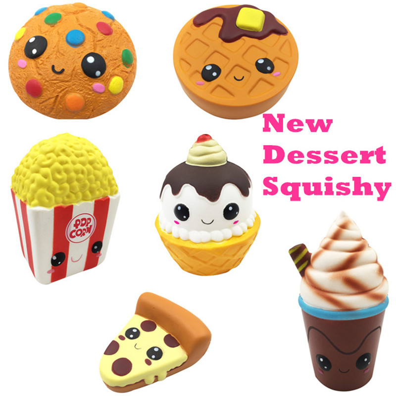 Kawaii Hamburger Bun Cake Ice Cream Scoop Popcorn Pizza Cookies Squishy Slow Rising Toys Jumbo Squishies Christmas Toy