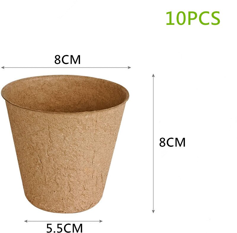 Horticultural Pulp Flowerpot Seedling Cup Pulp Pot Seedling Bowl Environmental Protection Degradable Peat Pot Paper Flowerpot: 8x8cm-10pcs