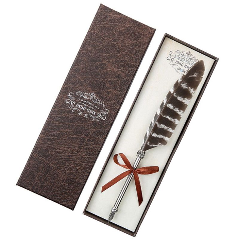 Vintage Quill Dip White Feather Pen Fountain Pens Calligraphy Writing Supplies 090F