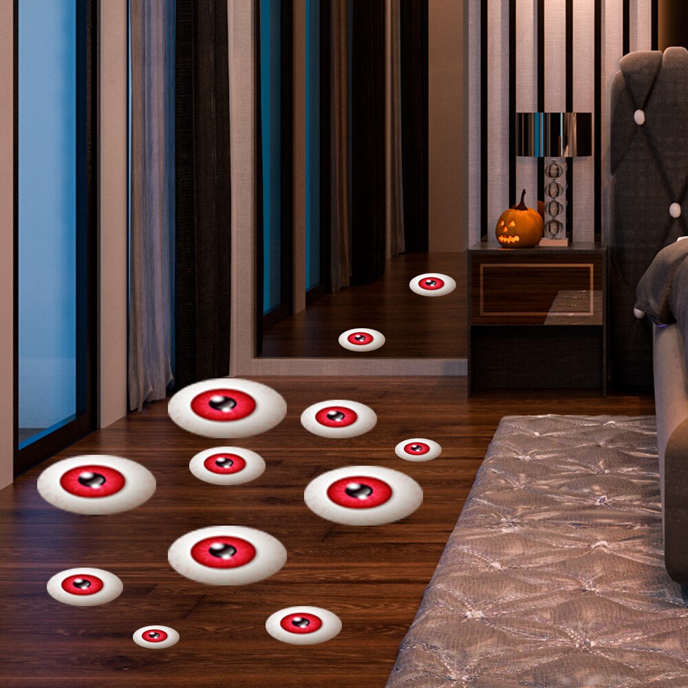 12 Pieces Floor Decals Pumpkin Eyes PVC Stickers Wall Stickers Wall Posters for Halloween Party