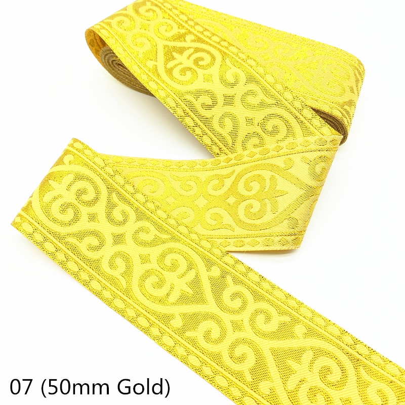Cinta de encaje bordado étnico Vintage dorado y plateado de 7 yardas, adorno bohemio, accesorios para bolsas de ropa DIY, tela bordada