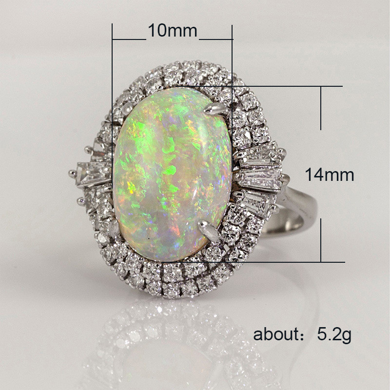 Modyle Silber Farbe Romantische CZ groß Weiß Feuer Opal Ringe für Frauen Bands Ring