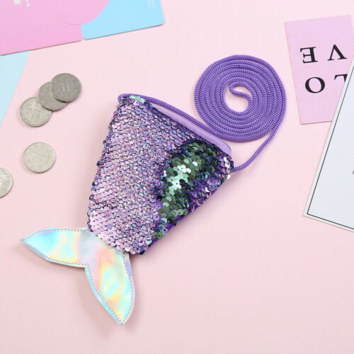 Petite fille changement coloré Sequin queue de sirène sac portefeuille porte-monnaie porte-monnaie pochette Notecase