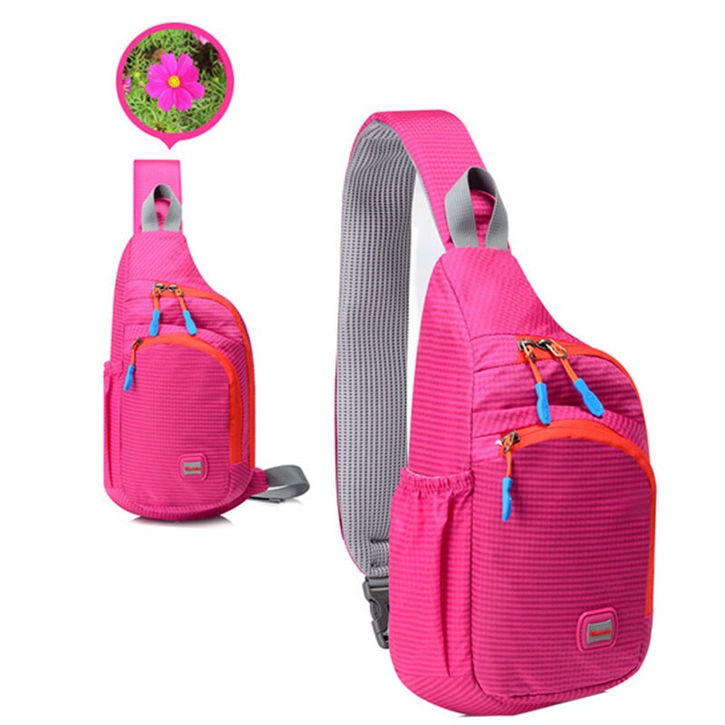 Unisex nylon heren dames waterdichte nylon schoudertas schoudertas reizen kamperen paardrijden: Rozenrood