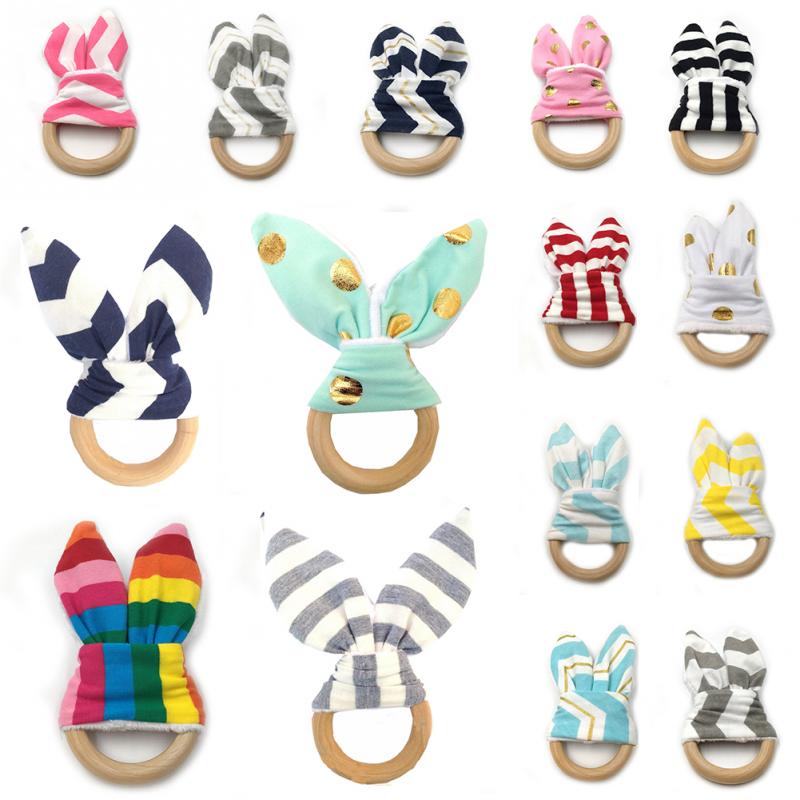Baby Zahnen Ring Chewie Beißring Sicherheit Holz Natürliche Bunny Sensorischen Spielzeug