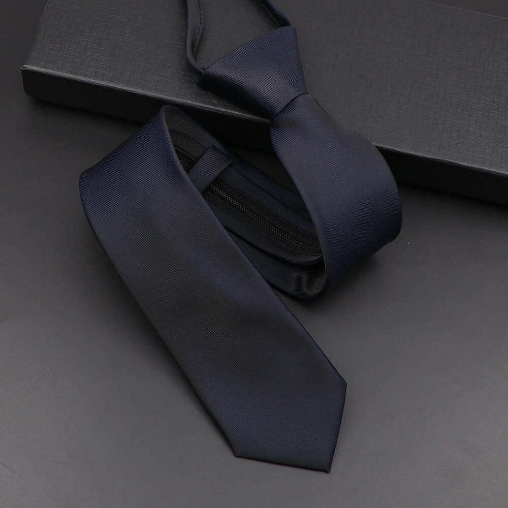 Cravate décontractée pour hommes, couleur unie, fermeture éclair, Slim, rouge, noir, bleu, marron, pour costume de mariage, chemise, accessoires,: 1