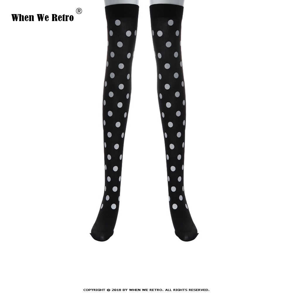 Wanneer we retro halloween skelet lange kniekousen kostuum vleermuis stippen print halloween cosplay zachte kous  qy0602