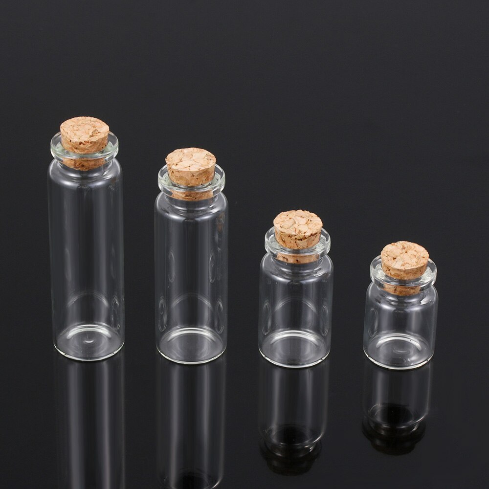 5/8/12/15ml 10pcs/pack Clear Vials Glass Bottle Blank Empty Wishing Message Bottles Transparent With Cork Stopper Tiny Small