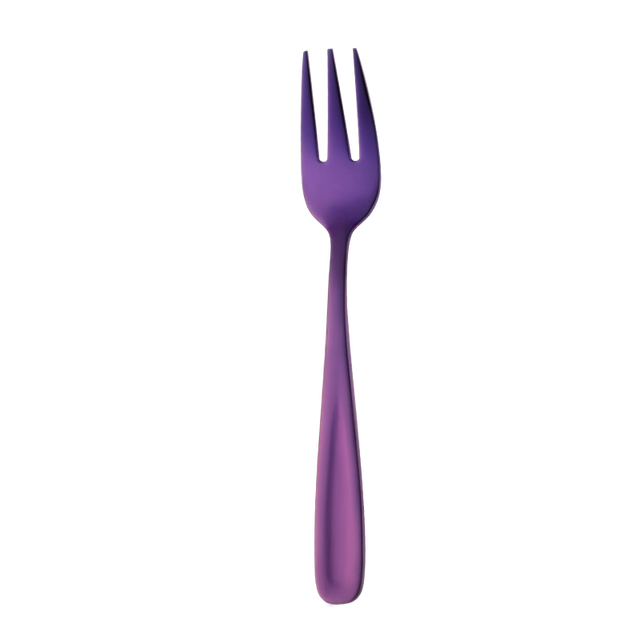 6Pcs/lot Gold Cake Forks Stainless Steel Mini Fork Thick Cutlery Fruit Fork Metal Dessert Fork for high tea Party: Purple