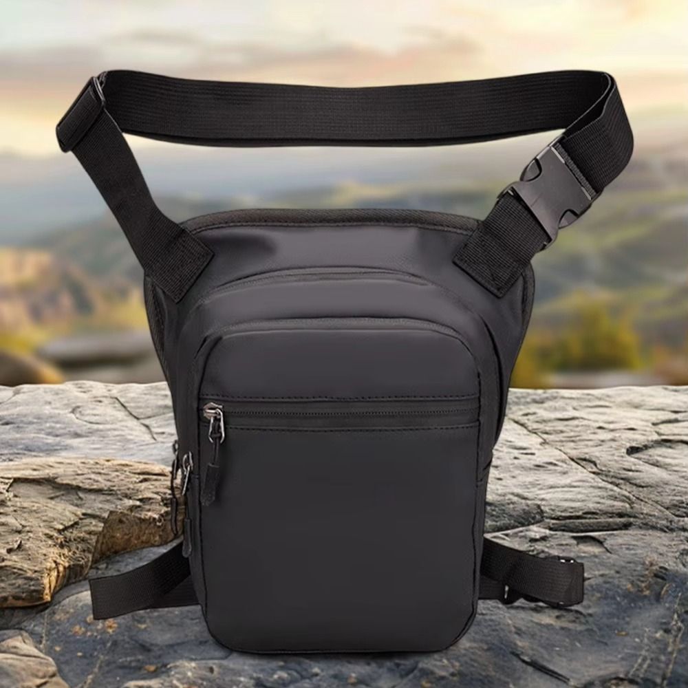 Sac de jambe tombante de cyclisme de grande capacité, sac banane multifonction réglable en cuir PU respirant, sac de poitrine de voyage randonnée